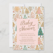 Kerst Roze Meisje Baby shower Kaart (Voorkant)
