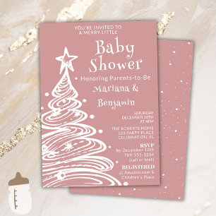Kerst Roze Meisje Koppels Baby shower Kaart