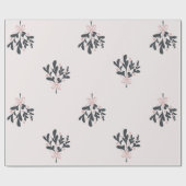 Kerst Roze Mistletoe Cadeaupapier (Vlak)