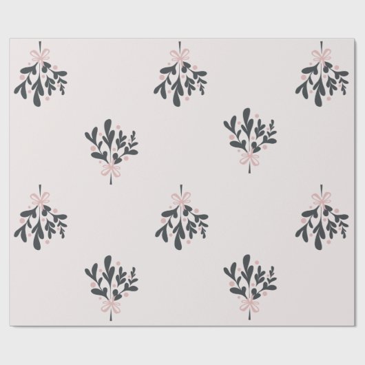 Kerst Roze Mistletoe Cadeaupapier (Vlak)
