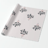 Kerst Roze Mistletoe Cadeaupapier (Uitgerold)