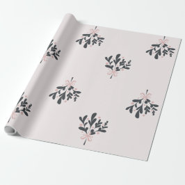 Kerst Roze Mistletoe Cadeaupapier
