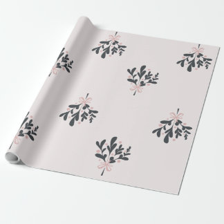 Kerst Roze Mistletoe Cadeaupapier