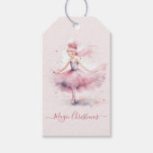Kerst roze notenkraker ballerina cadeaulabel (Voorkant)