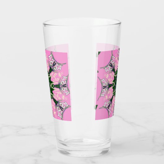 Kerst Roze Paarse Monogram Glass Glas (Rechts)
