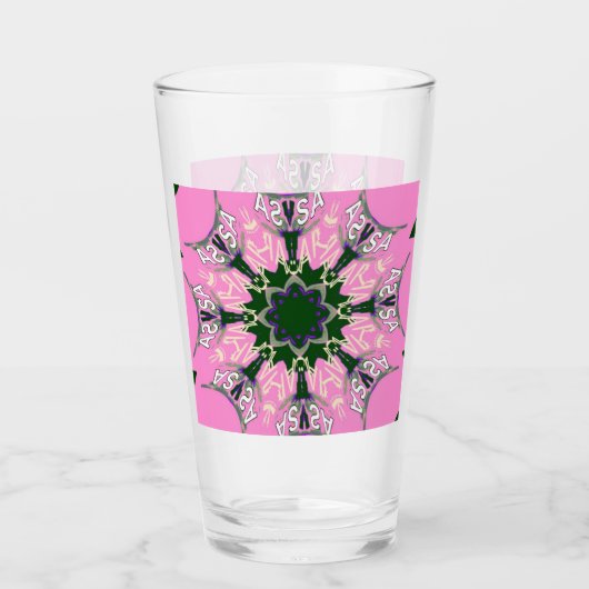 Kerst Roze Paarse Monogram Glass Glas (Voorkant)