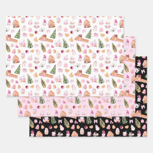 Kerst Roze Peperkoek Inpakpapier Vel (Set)