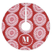 Kerst Roze Ronde Candy Canes Aangepaste Naam Kerstboom Rok (Voorkant)