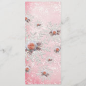 Kerst Roze Rozen Sneeuwvlokken Bruiloft Menu (Achterkant)