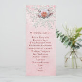 Kerst Roze Rozen Sneeuwvlokken Bruiloft Menu (Staand voorkant)