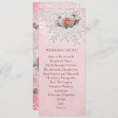 Kerst Roze Rozen Sneeuwvlokken Bruiloft Menu (Voorkant / Achterkant)