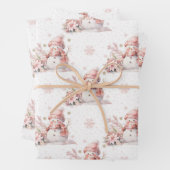 Kerst Roze Sneeuw Meisje Poinsettia Inpakpapier Vel (In situ)