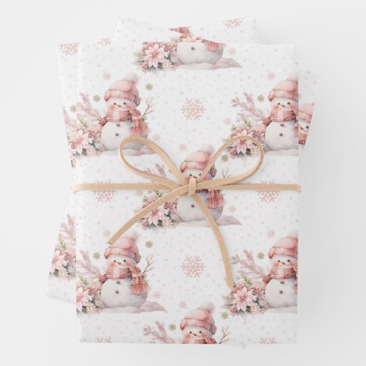 Kerst Roze Sneeuw Meisje Poinsettia Inpakpapier Vel (In situ)