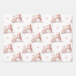 Kerst Roze Sneeuw Meisje Poinsettia Inpakpapier Vel