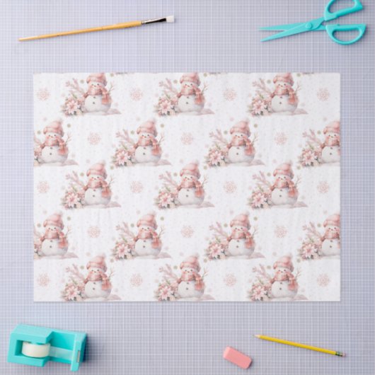 Kerst Roze Sneeuw Meisje Poinsettia Tissuepapier (Craft)