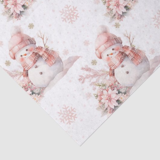Kerst Roze Sneeuw Meisje Poinsettia Tissuepapier (Detail)