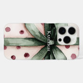 Kerst Roze Stippen Groen Lint & Boog Case-Mate iPhone Case (Achterkant (horizontaal))