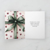 Kerst Roze Stippen Groen Lint & Boog Kaart (Binnen)