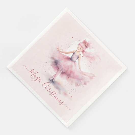 Kerst roze suiker pruim fee servet (Hoek)