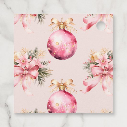 Kerst Roze Waterverf Bedankjes Labels (Achterkant)