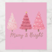 Kerst roze wijnfles label wijn etiket (Enkel label)
