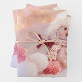 Kerst Roze & Wit Fluffy Snowman Inpakpapier Vel (In situ)