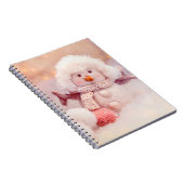 Kerst Roze & Wit Fluffy Snowman Notitieboek (Rechterzijde)