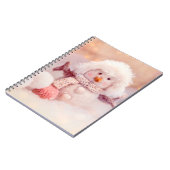 Kerst Roze & Wit Fluffy Snowman Notitieboek (Linkerzijde)