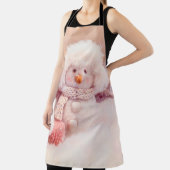 Kerst Roze & Wit Fluffy Snowman Schort (Insitu)