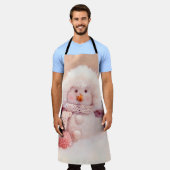 Kerst Roze & Wit Fluffy Snowman Schort (Gedragen)