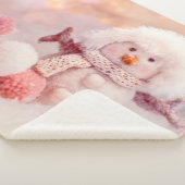Kerst Roze & Wit Fluffy Snowman Sherpa Deken (3/4)