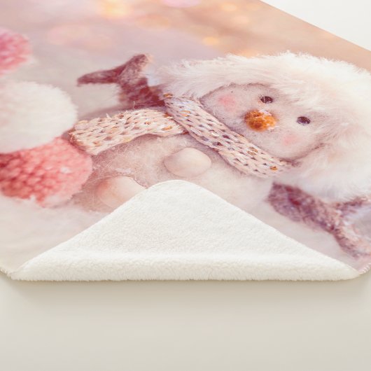 Kerst Roze & Wit Fluffy Snowman Sherpa Deken (3/4)