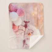 Kerst Roze & Wit Fluffy Snowman Sherpa Deken (Voorkant)