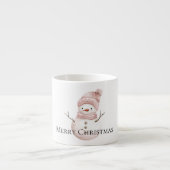 Kerst Roze Witte Sneeuwman Espresso Kop (Voorkant)