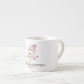 Kerst Roze Witte Sneeuwman Espresso Kop (Voorkant rechts)
