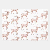 Kerst Roze Witte Sneeuwman Herten Groene Bomen Inpakpapier Vel (Voorkant 2)