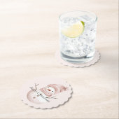 Kerst Roze Witte Sneeuwman Kartonnen Onderzetters (Insitu)