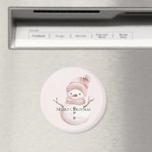 Kerst Roze Witte Sneeuwman Magneet (Insitu (Vaatwasser))