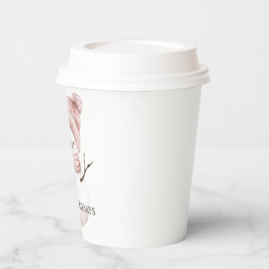 Kerst Roze Witte Sneeuwman Papieren Bekers (Links)