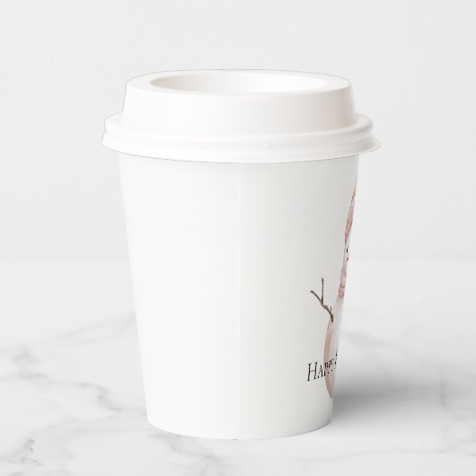 Kerst Roze Witte Sneeuwman Papieren Bekers (Rechts)