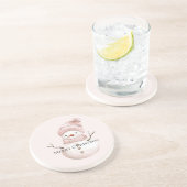 Kerst Roze Witte Sneeuwman Zandsteen Onderzetter (Zijkant)