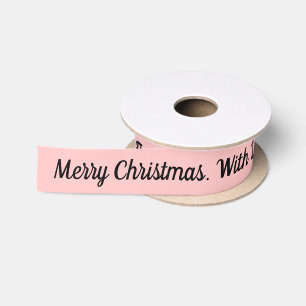 Kerst Roze Zwart Elegant Script Op Maat Gemaakte C Satijnen Lint