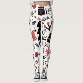 Kerst Roze Zwarte Feestdagen Elegant Leggings (Voorkant)