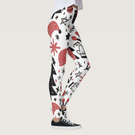 Kerst Roze Zwarte Feestdagen Elegant Leggings