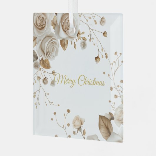 Kerst Rozen Glas Ornament (Voorkant links)