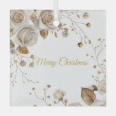 Kerst Rozen Glas Ornament (Voorkant)