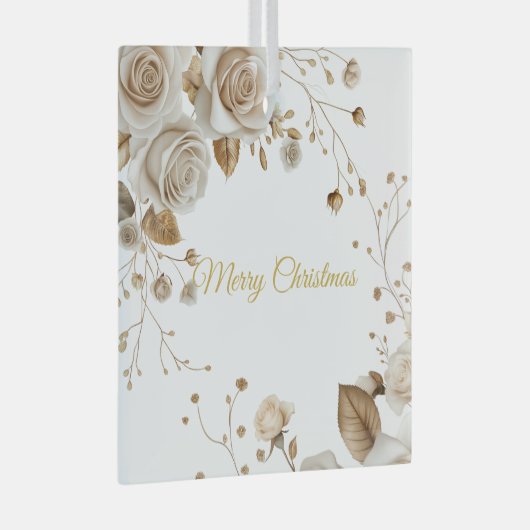 Kerst Rozen Glas Ornament (Voorkant Rechts)