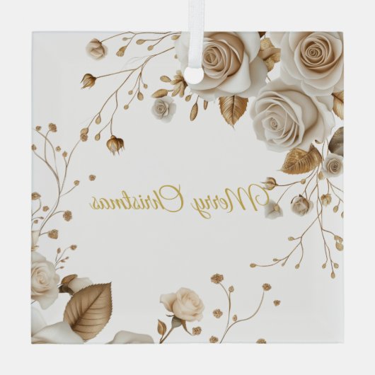 Kerst Rozen Glas Ornament (Achterkant)