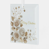 Kerst Rozen Glas Ornament (Voorkant links)