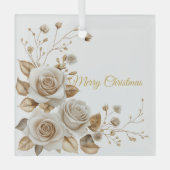 Kerst Rozen Glas Ornament (Voorkant)